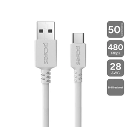 Cabo para Celular Tablet Carremento Usb a 2.0 Macho P/ Usb Tipo-c - Branco - 50 Cm - Puacb-05