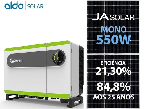 Gerador De Energia Solar Growatt Laje Solar Group Growatt Gf 72,6kwp Ja Deep Blue Mono 550w Max 50kw 8mppt Trif 220v