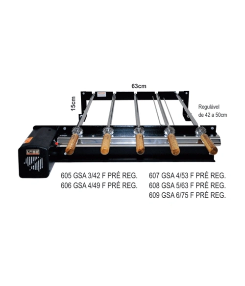 Kit Giratório Para Pre Moldado Regulável Aço Carbono Lobo 5 Espetos Gsa 5/63 F  40