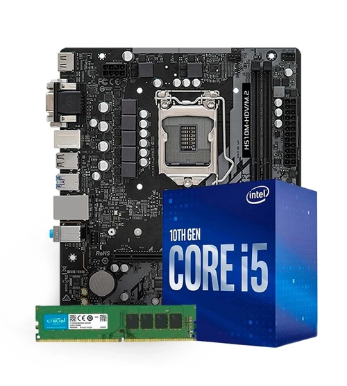 Kit Upgrade Intel Core i5-10400 + Placa Mãe H510M DDR4 + Memória DDR4 8GB