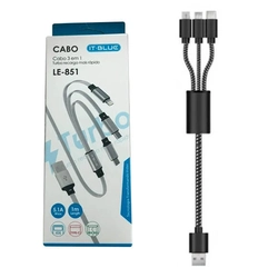 Cabo Cel/dados (3 Em 1) Iphone,type-c E V8 Ref. Le-851