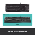 Teclado Multimídia Logitech K120, Fio com Entrada USB, Preto - 920-004423