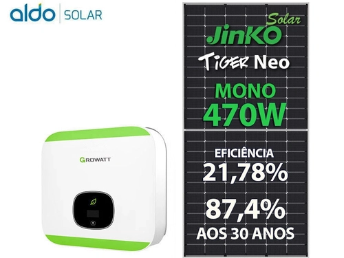 Gerador De Energia Solar Growatt Rosca Dupla Madeira Romagnole Growatt Gf 6,58kwp Jinko Tiger Neo Mono 470w Min 6kw 2mppt Mono 220v
