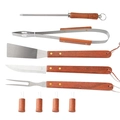 Kit Churrasco 10 Completo Peças Aço e cabo de madeira Inox Grillrelax