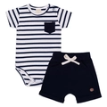 Conjunto Body Manga Curta e Shorts Barra Virada Masculino – Navy