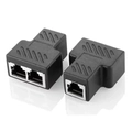 Conector Extensor Duplicador Divisor Y RJ45 Splitter Plug T Preto