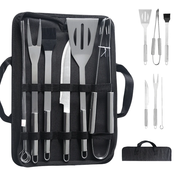 Kit Churrasco 10 Peças Aço Inox com Estojo de Transporte Grillrelax