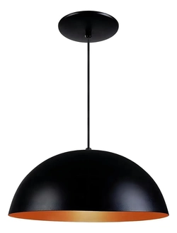 Pendente Meia Lua Luminária Decoração Preto Com Cobre 40cm