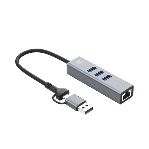 Hub Usb-C Tipo-C C3tech 3 Portas 3.0 + Rj45 - HU-LAN1000GY