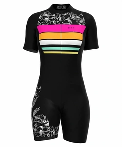 Macaquinho de Ciclismo Feminino Hibisco Rosa