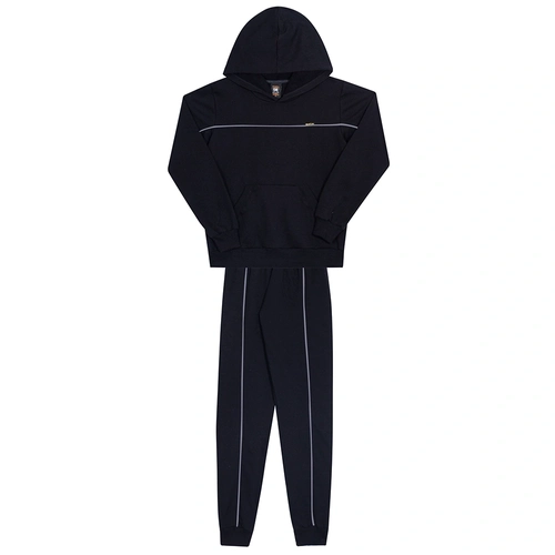 Conjunto Moletom Manga Longa Preto com Capuz Linha Randa Mundu - Feminino