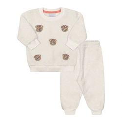 Conjunto Blusa e Calça em Pelinho Ursinhas Marfim Tileesul - Feminino