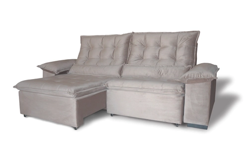 Estofado Retrátil e Reclinável Jady 2,60mt Suede Bege