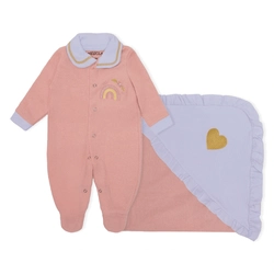 Kit Saída Maternidade Arco-íris Salmão Mescla Baby - Feminino