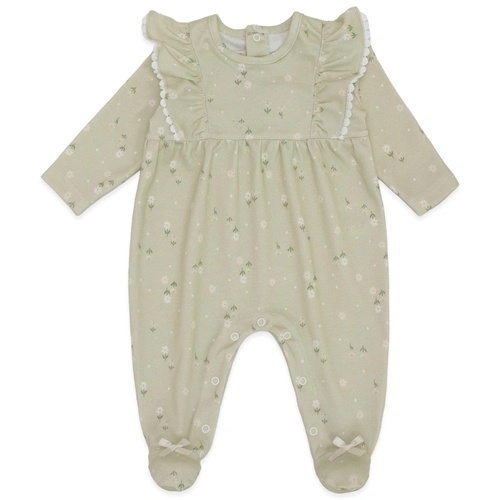 Macacão Manga Longa Recorte e Babado Suedine Feminino - Little Sweet