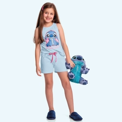 Conjunto Regata e Shorts de Pijama Lilo e Stitch Fakini - Menina