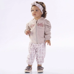 Conjunto Moletom Jaqueta com Capuz Bordada Calça Jogger Kiki Xodó - Feminino