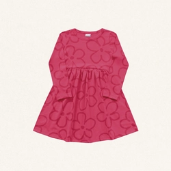 Vestido Manga Longa Malha Estampado Flores Pink Fakini - Feminino