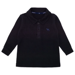 Camisa Polo Manga Longa Malha Waffel Preta Charpey - Masculina