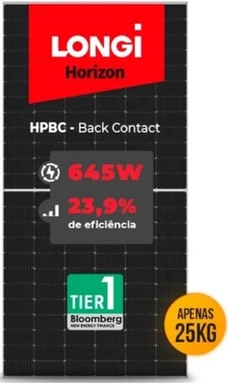 Painel Solar Fotovoltaico 645W HPBC - LONGi