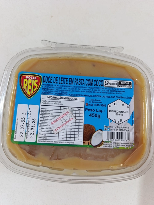 Doce de leite em pasta com coco