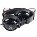 Fone de Ouvido Headset Kitty Ear - Orelha de Gato Preto Com Microfone Cabo 1.2m Plug P2 Estereo P3 - Ke100p