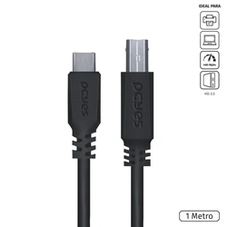 Cabo Para Impressora Usb-c Tipo-c Para USB 2.0 Pcyes 1 Metro Preto - Pucbp-1