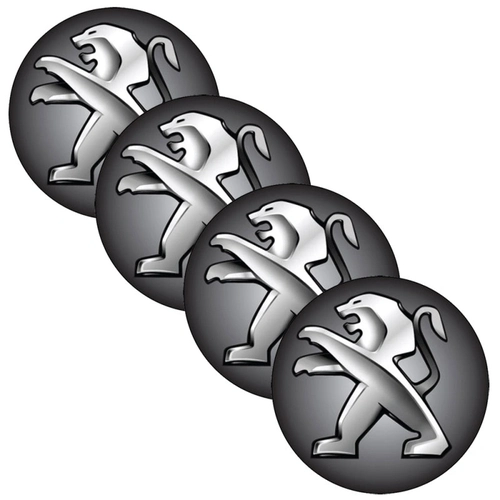 Jogo Bottom/ Emblema Para Calota Peugeot 51mm Degrade 4 Pecas Resinado