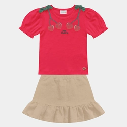 Conjunto Blusa e Short Saia Ma Chérie Fakini Feminino