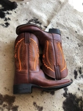Bota Country Masculina Marrom com Bordado Laranja Tamanho 37