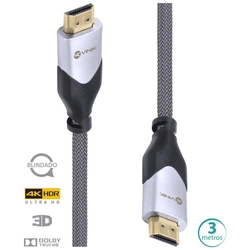 Cabo HDMI 2.0 4K Ultra HD Blindado em Nylon 3 Metros Vinik - H20B-3
