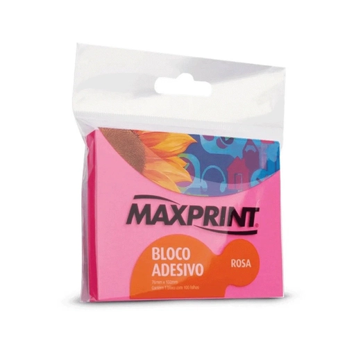 Bloco Adesivo 76X102mm Rosa Neon Maxprint