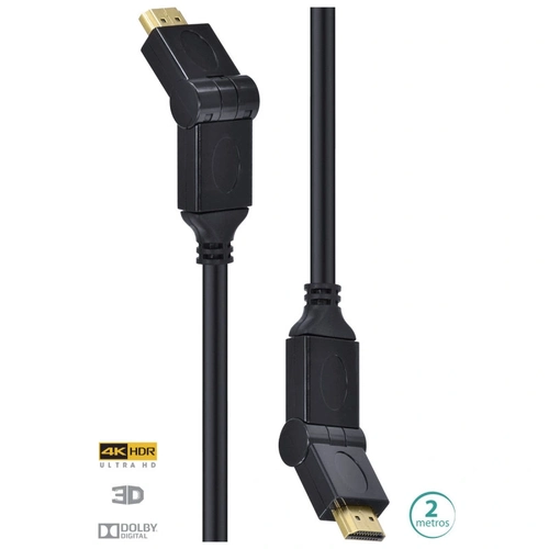 Cabo Hdmi 2.0 4k Ultra Hd 3d Conexão Ethernet Conectores 180° 2 Metros -  H20b180-2