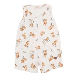 Macacão Regata Estampado Suedine Masculino – Ursinho e Cavalinho