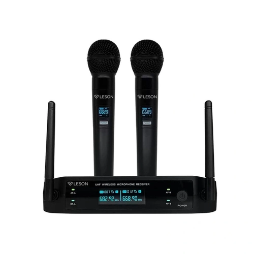 Microfone Sem Fio de Mao Duplo Ls-962 Digital Preto Leson
