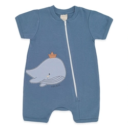 Macacão Manga Curta Zíper Bordado Suedine Masculino – Mar