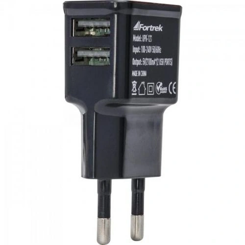 Fonte de energia Fortrek UPK121 Usb 2 Portas 2,1A Preto