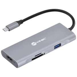 Hub Usb Tipo c / Type c  7 Em 1 Com 3 Usb 3.0 + Leitor de Cartão Sd/tf + Hdmi + Tipo c Com Power Delivery (pd) 60w -hc-7