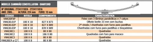 Mola Parabólica 2ª VW Constelation 19320 19370 - Dianteiro