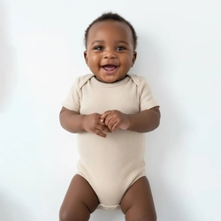 Body Manga Curta Para Bebê Taita Unissex - Areia Claro