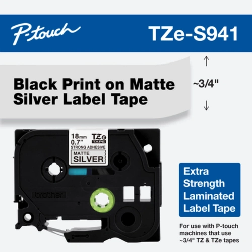 Fita Brother Preto/prata Fosco Para Rotuladores Tzes941