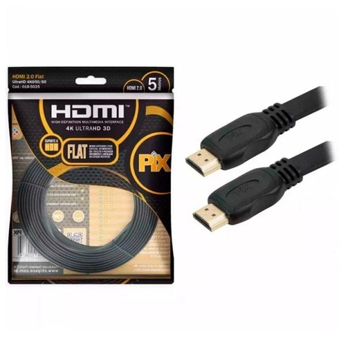 Cabo HDMI 4K UltraHD FLAT 5 Metros PIX - 018-5025