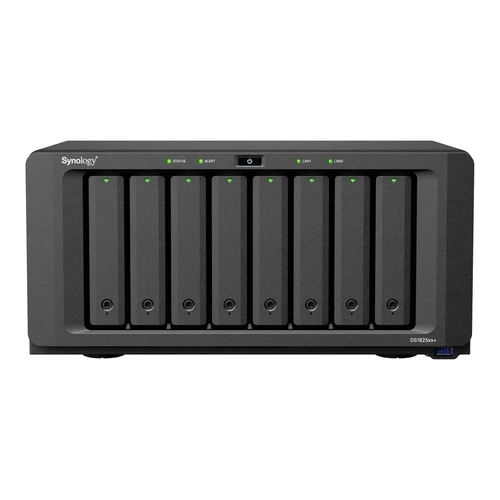 NAS Synology Diskstation 8 baias DS1825+ (AMD Ryzen V1500B, 8GB DDR4 ECC Sodimm, 2x 2.5GbE LAN, 2x USB 3.2 Gen1, 2x USB Type-C Exp) (sem disco)