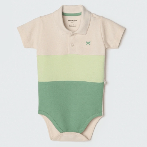 Body Polo Manga Curta Listrado Verde Hering - Masculino