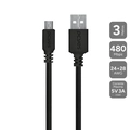 Cabo Micro Usb para Usb a 2.0 - Preto - 3 Metros - Pmuap-3