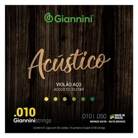 Encordoamento para Violão Aço Acústico 6 Cordas .010  Bronze Geswam