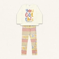 Conjunto Camiseta Manga Longa e Legging You Got This Marfim Fakini – Feminino