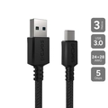 Cabo Usb a 3.0 Macho P/ Usb Tipo-c - Preto - 3m - Nylon Pcyes - Cbpy003p