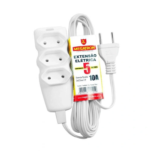 Extensao Megatron Paralelo 2x0,75x5,0m Branco