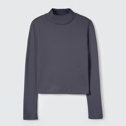 Blusinha Manga Longa Gola Alta Chumbo Hering - Feminina